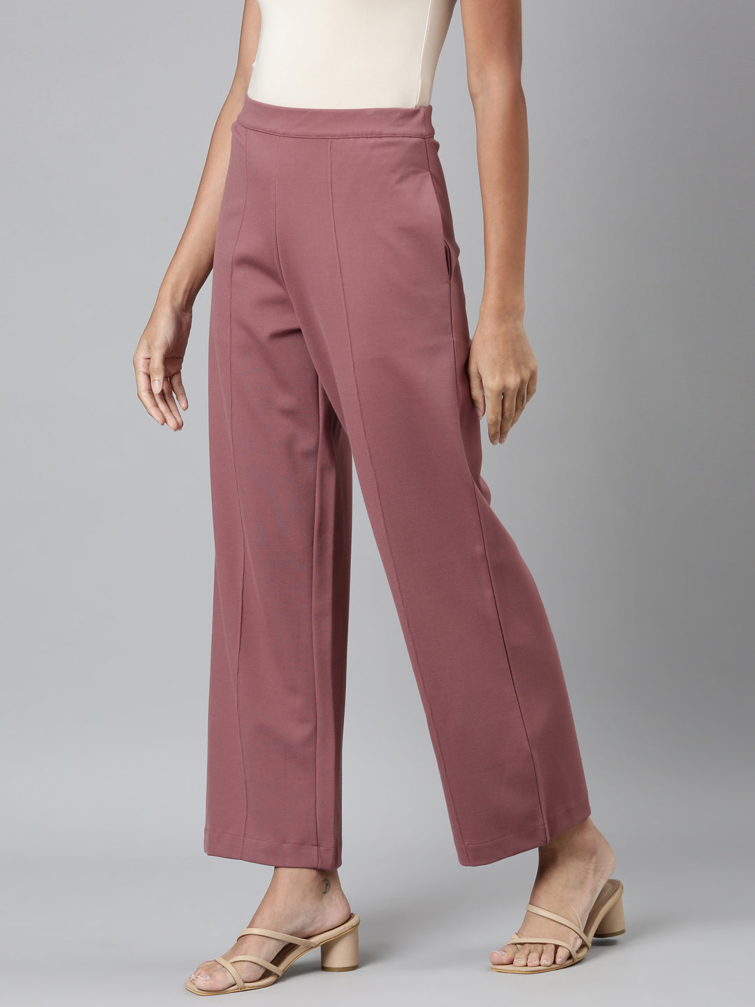Light Brown Roma Ponte Wide Pants