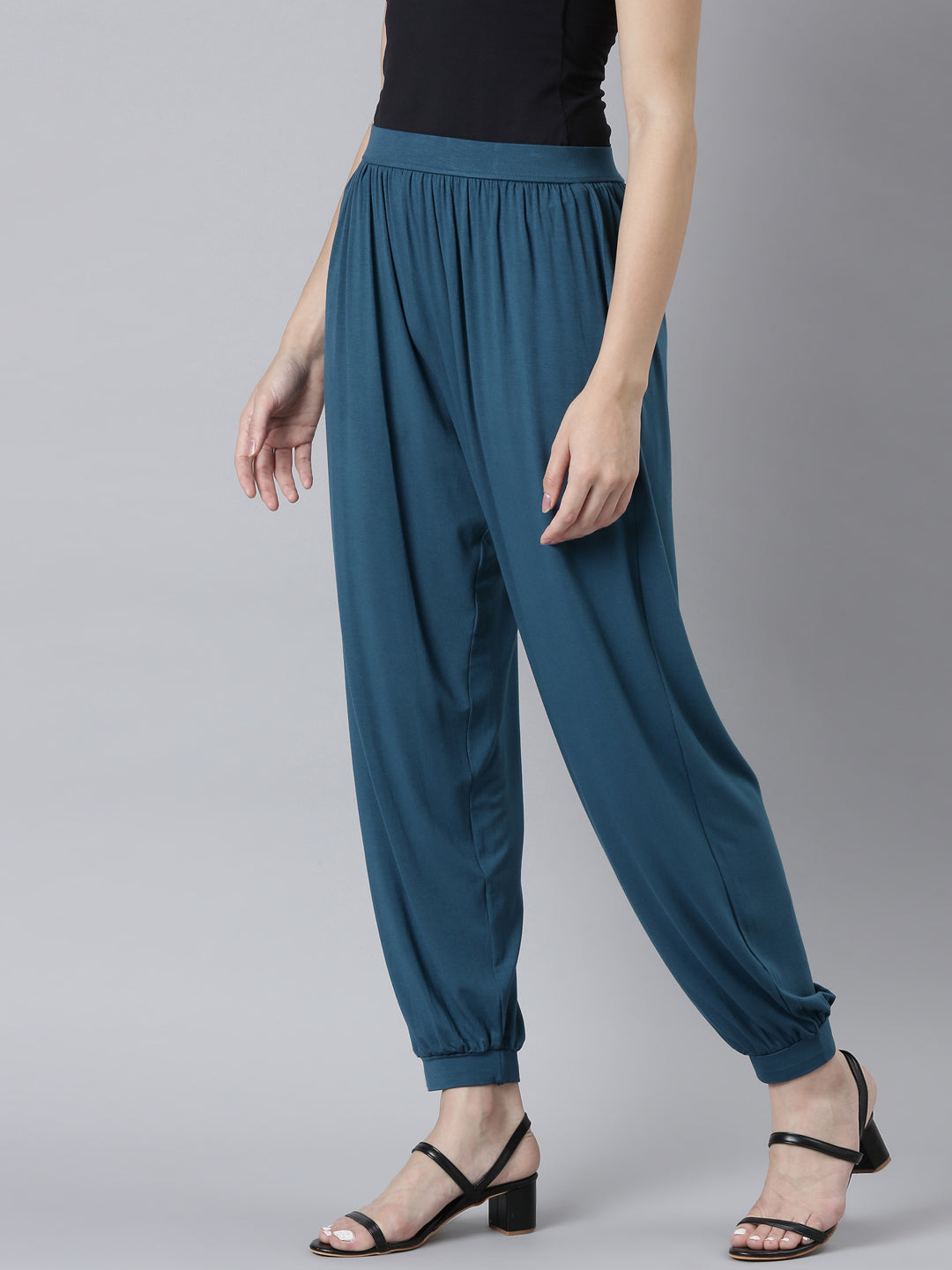 Turquoise Blue Viscose Stretch Harems