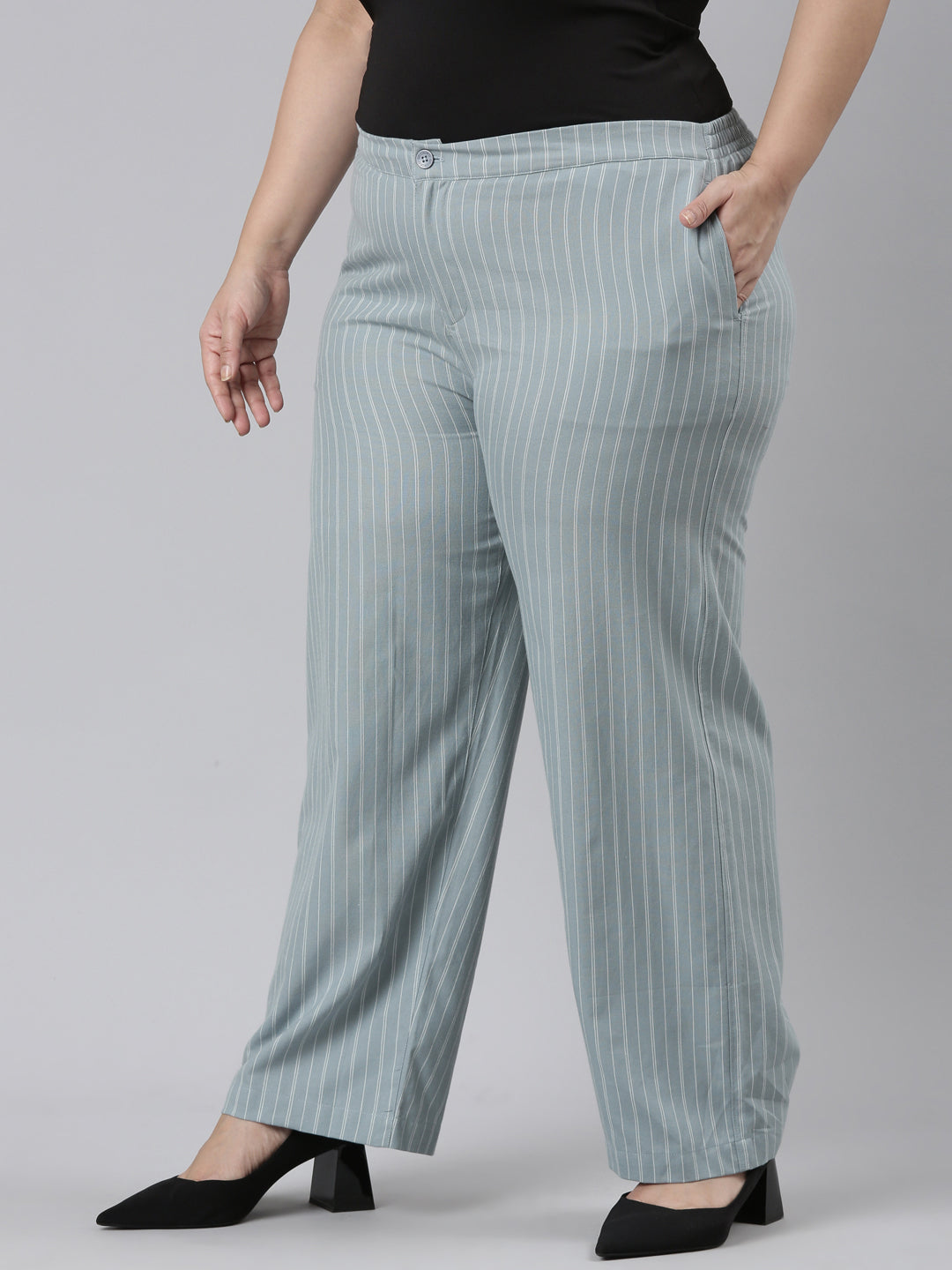 Blue Cotton Stripes Cargo Pant