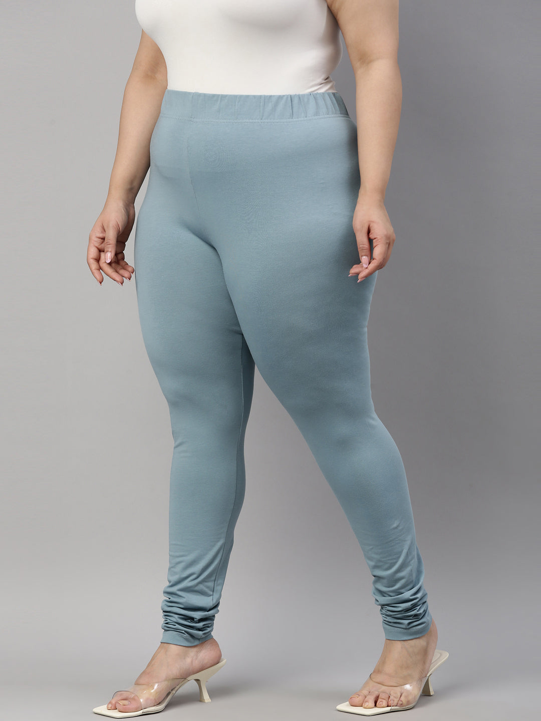 Dusty Blue Cotton Stretch Churidar