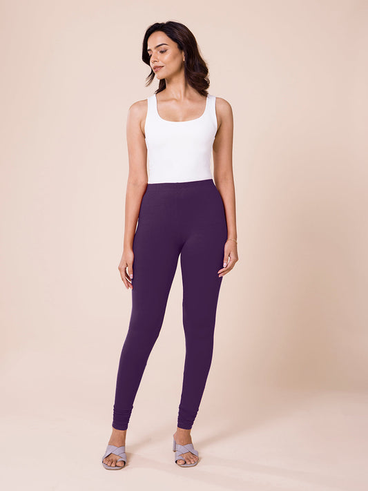 Black Currant Cotton Stretch Churidar