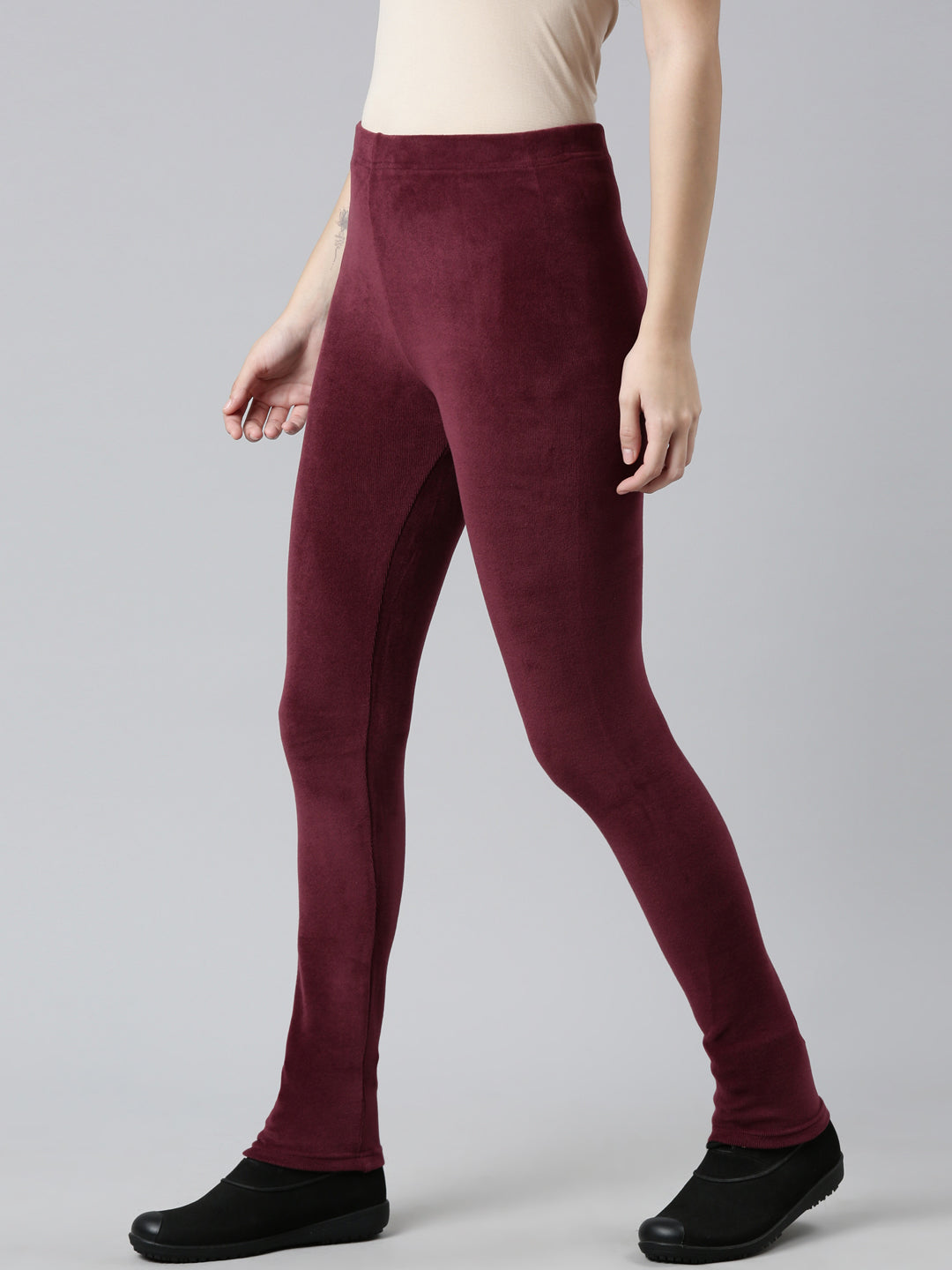 Maroon Velour Ultra Warm Leggings