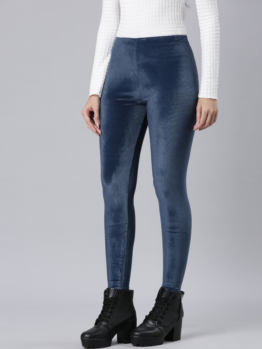 Navy Velour Leggings