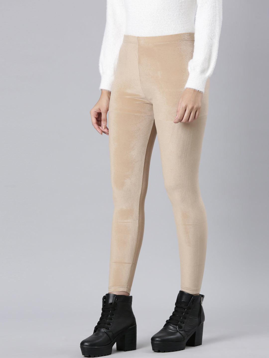 Beige Velour Leggings