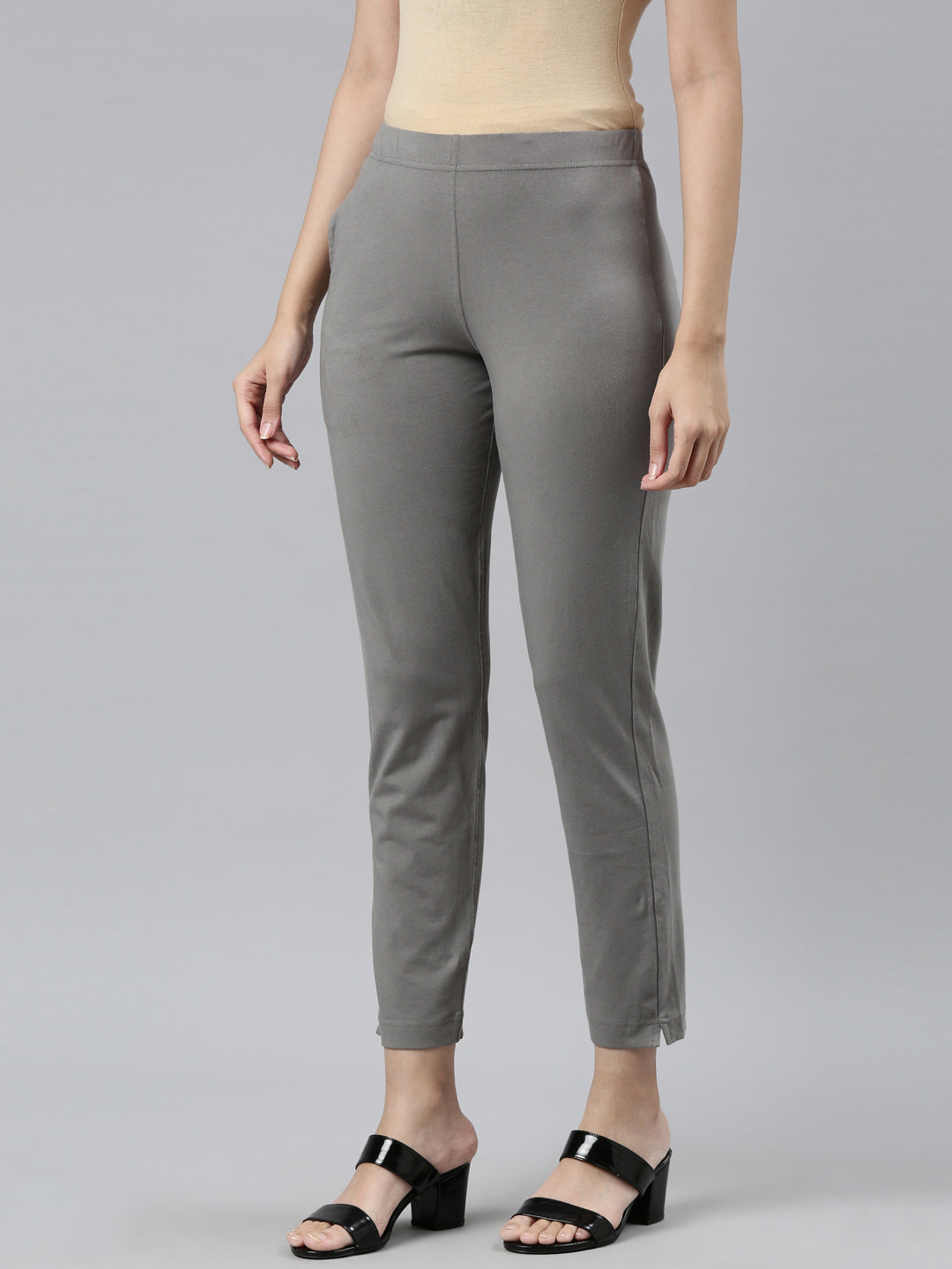 Medium Grey Cotton Stretch Kurti Pants
