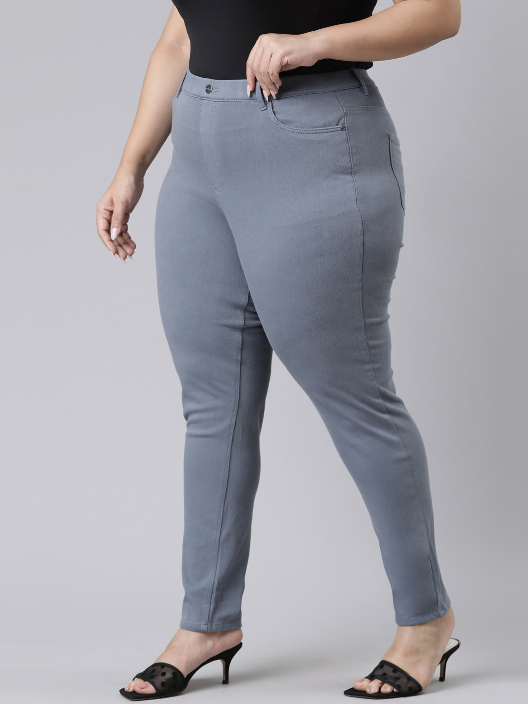 Jeans Blue Cotton Polyester Super Stretch Jeggings