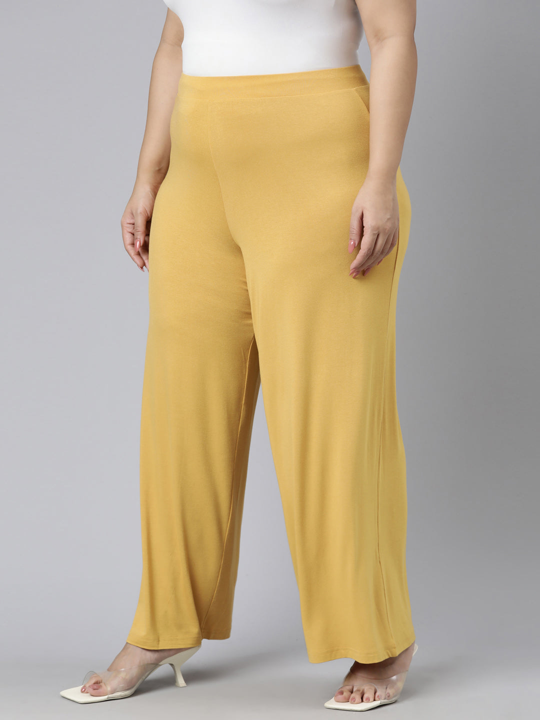 Golden Yellow Viscose Knit Palazzo