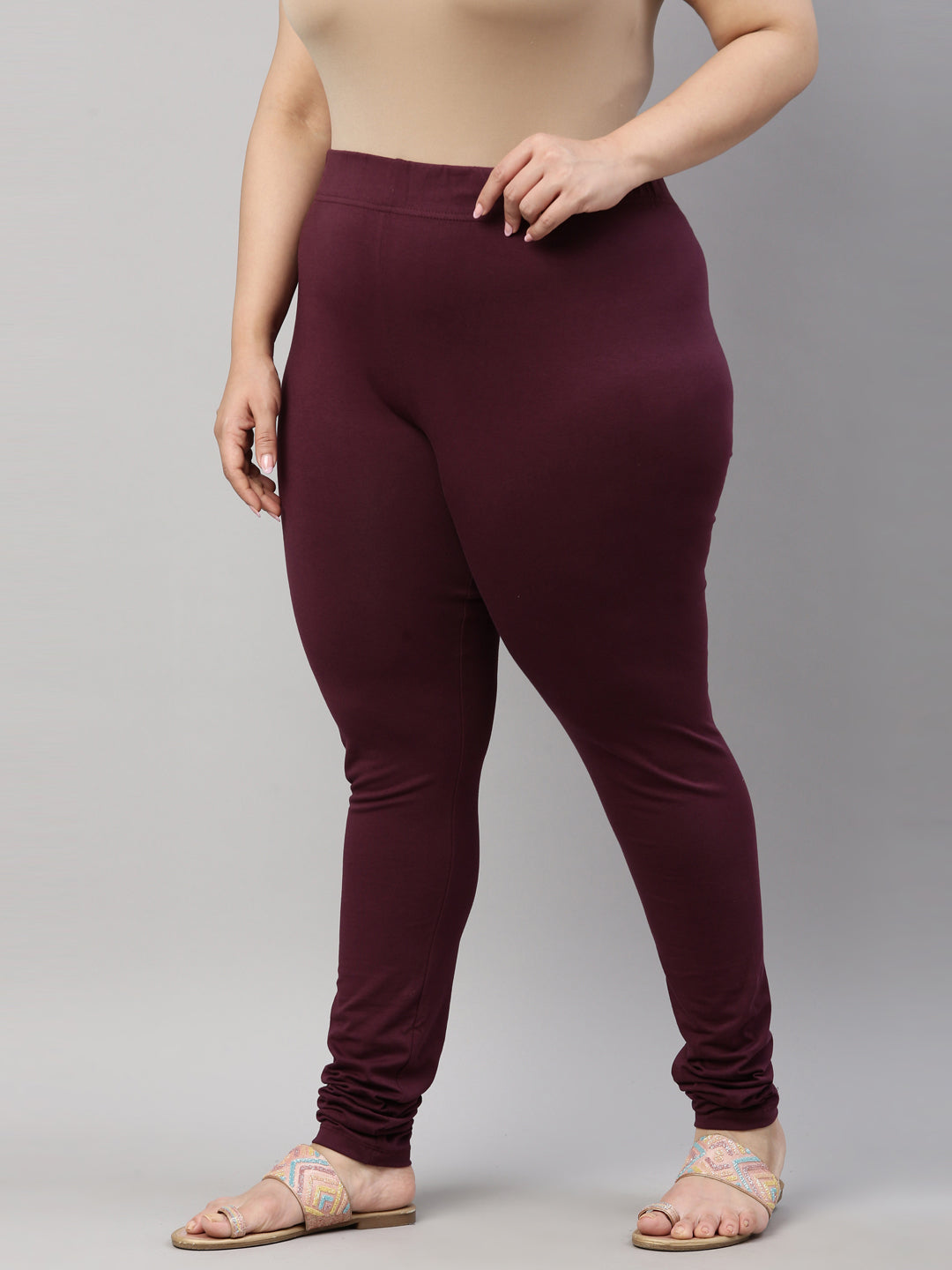 Dark Purple Cotton Stretch Churidar