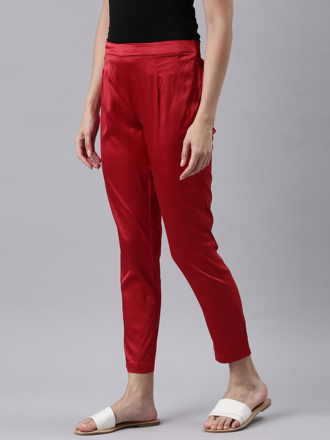 Cherry Polyester Shiny Pants