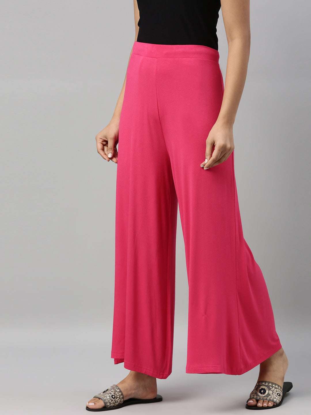 Young Fuchsia Viscose Knit Palazzo