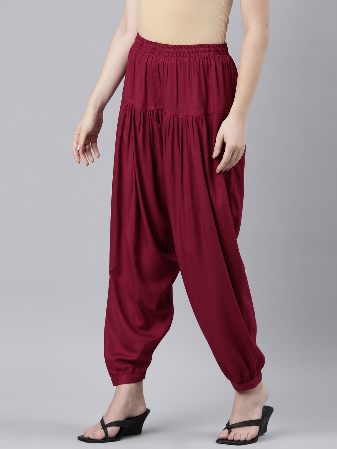 Dark Rose Woven Viscose Harem Pant