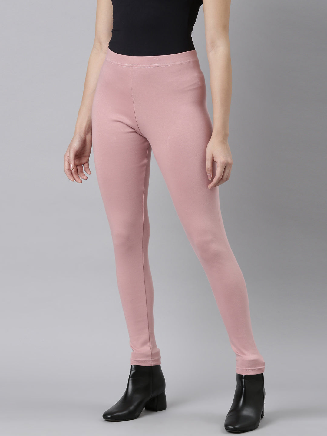 Baby Pink Cotton Stretch Ribbed warm Leggings