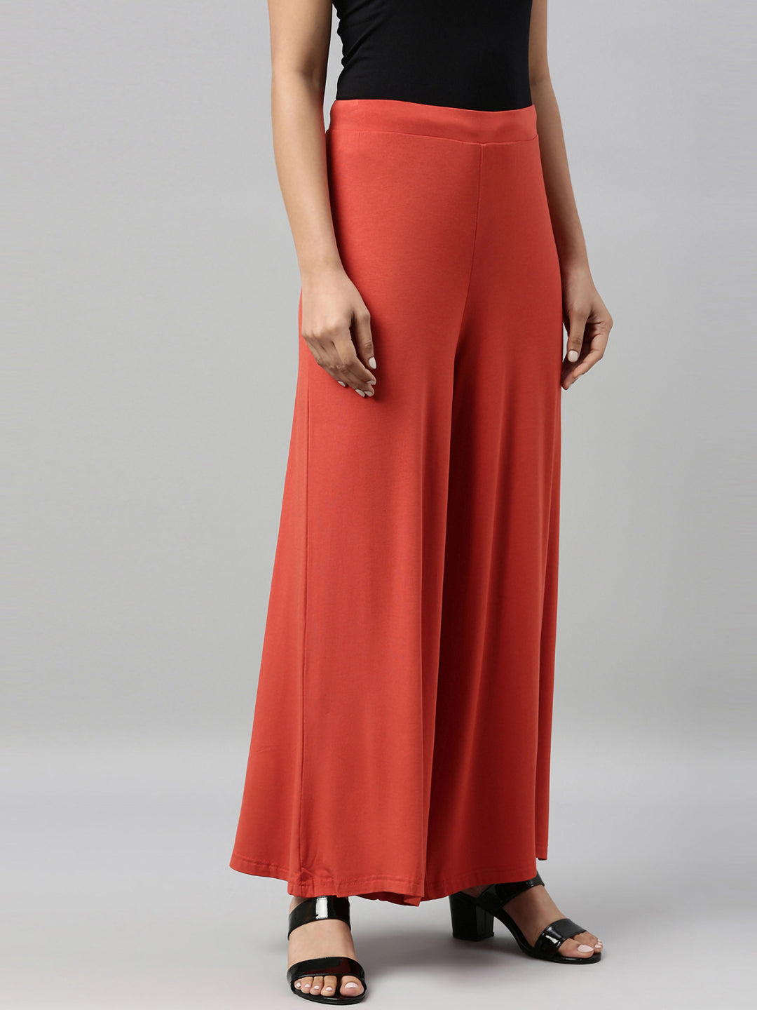 Rust Viscose Knit Palazzo