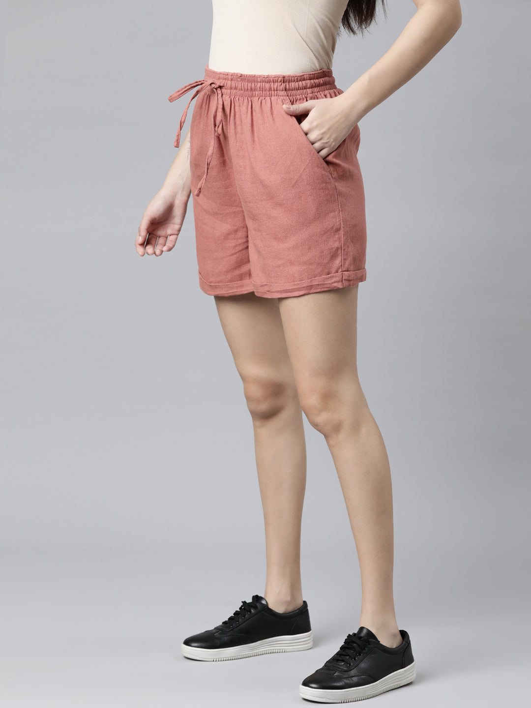Rust Linen Shorts