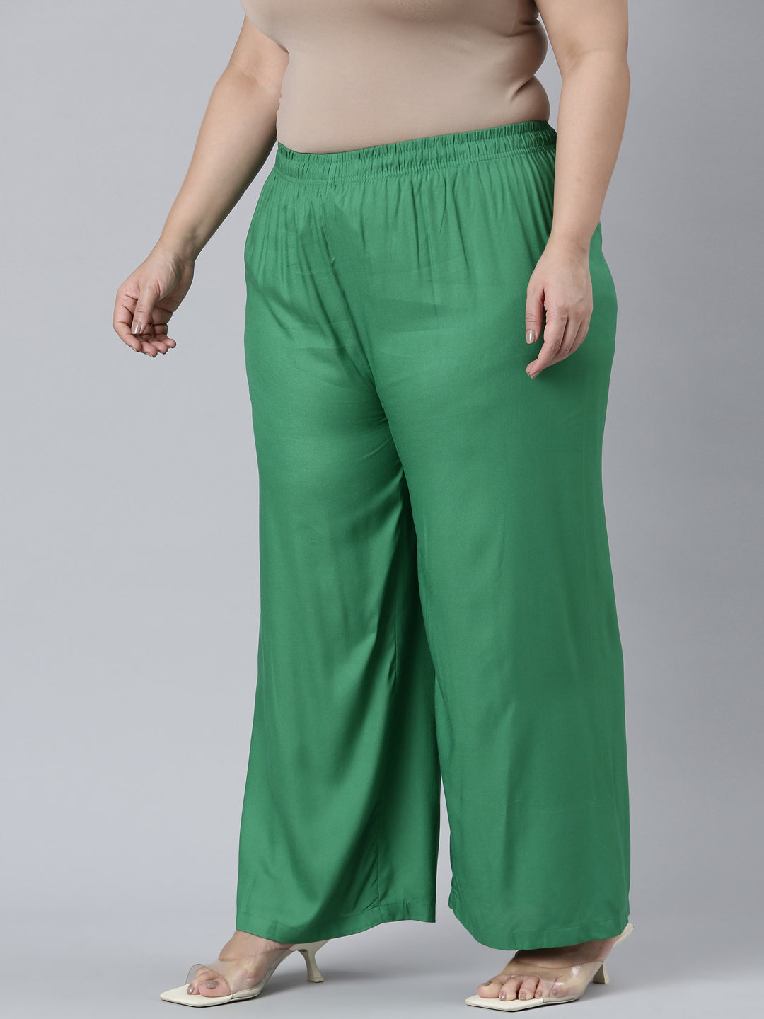 Emerald Green Woven Viscose Basic Palazzo