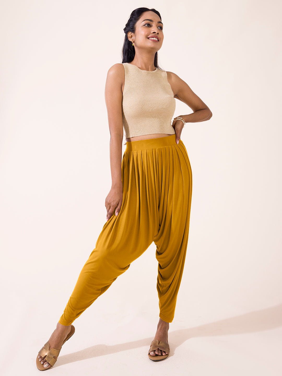 Mustard Viscose Stretch Patiala