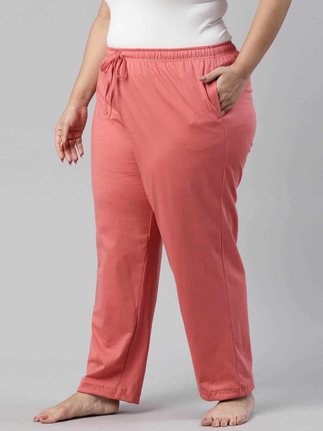 Dusty Pink Cotton Knit Lounge Pants