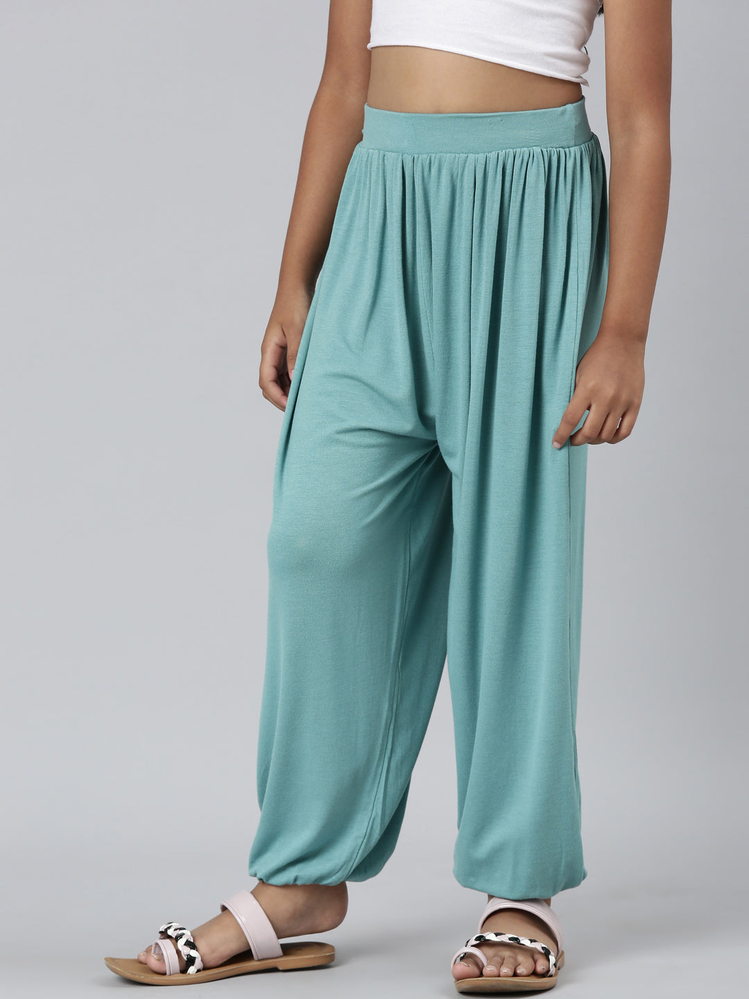 Dark Mint Viscose Stretch Harem