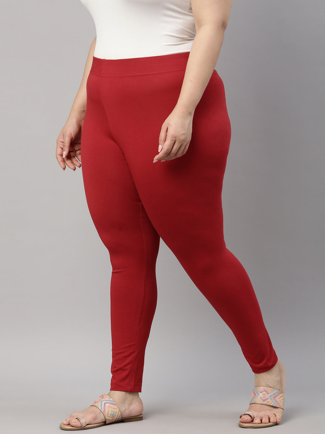 Cherry Cotton Stretch Ankle Length Leggings-Tall