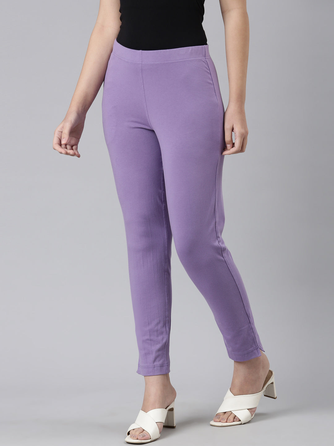 Lilac Cotton Stretch Kurti Pants