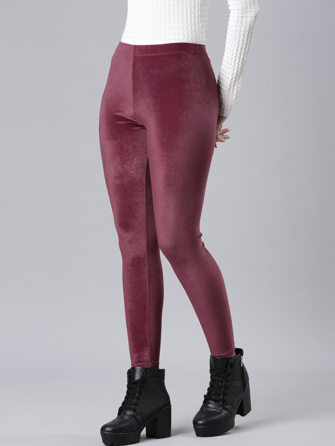 Maroon Velour Leggings