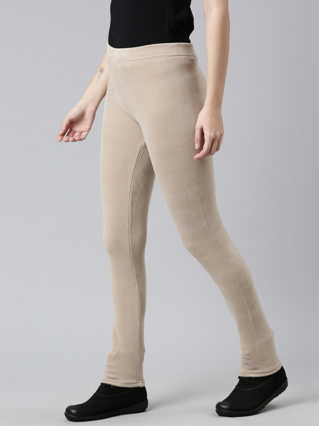 Beige Velour Ultra Warm Leggings