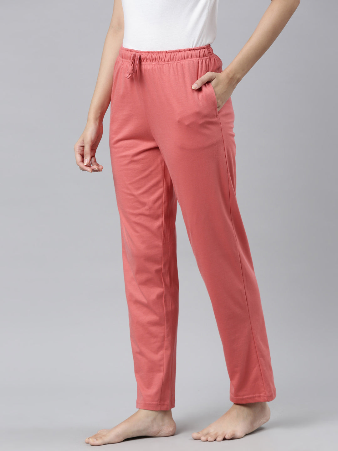 Dusty Pink Cotton Knit Lounge Pants
