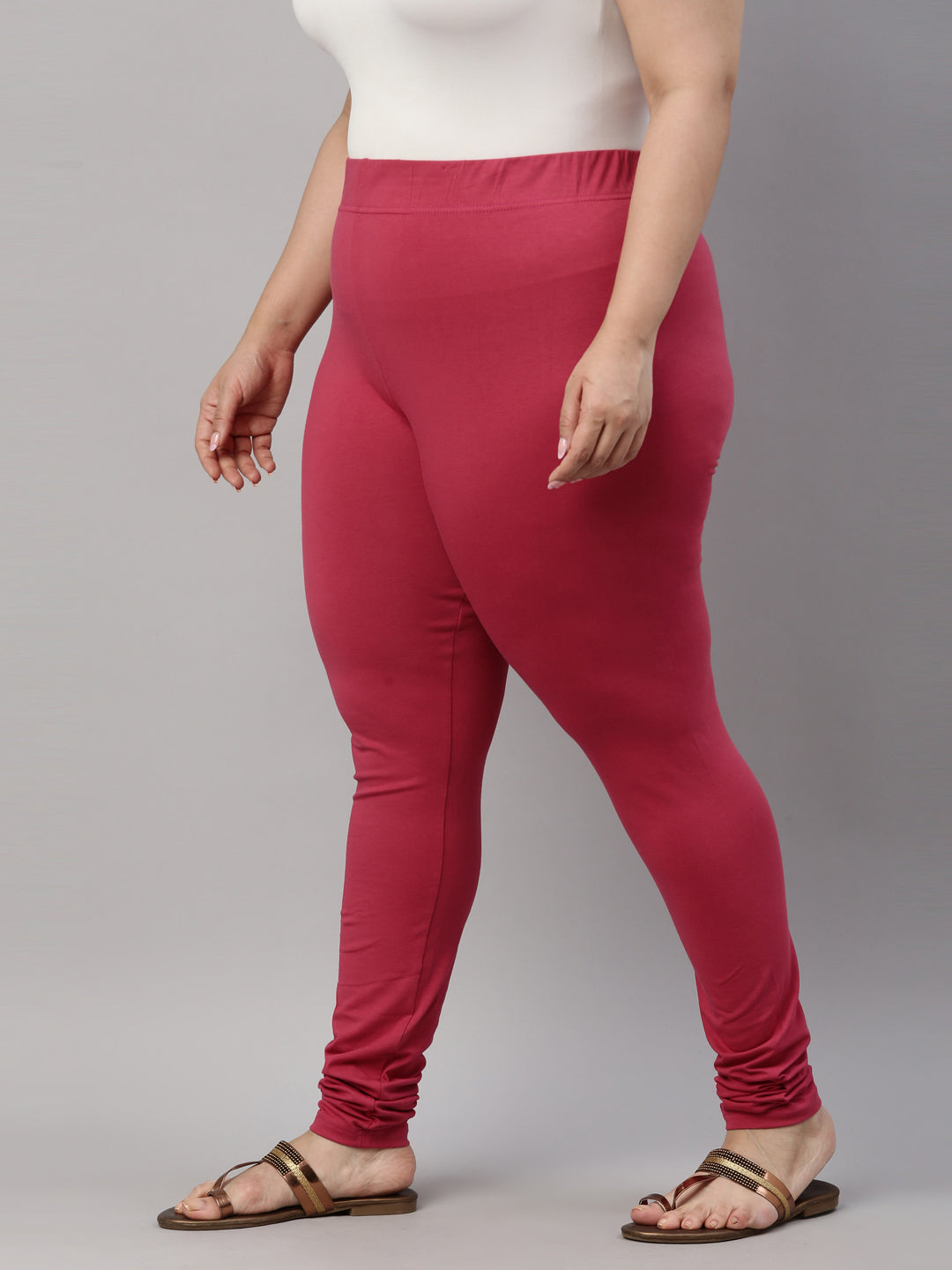 Medium Pink Cotton Stretch Churidar