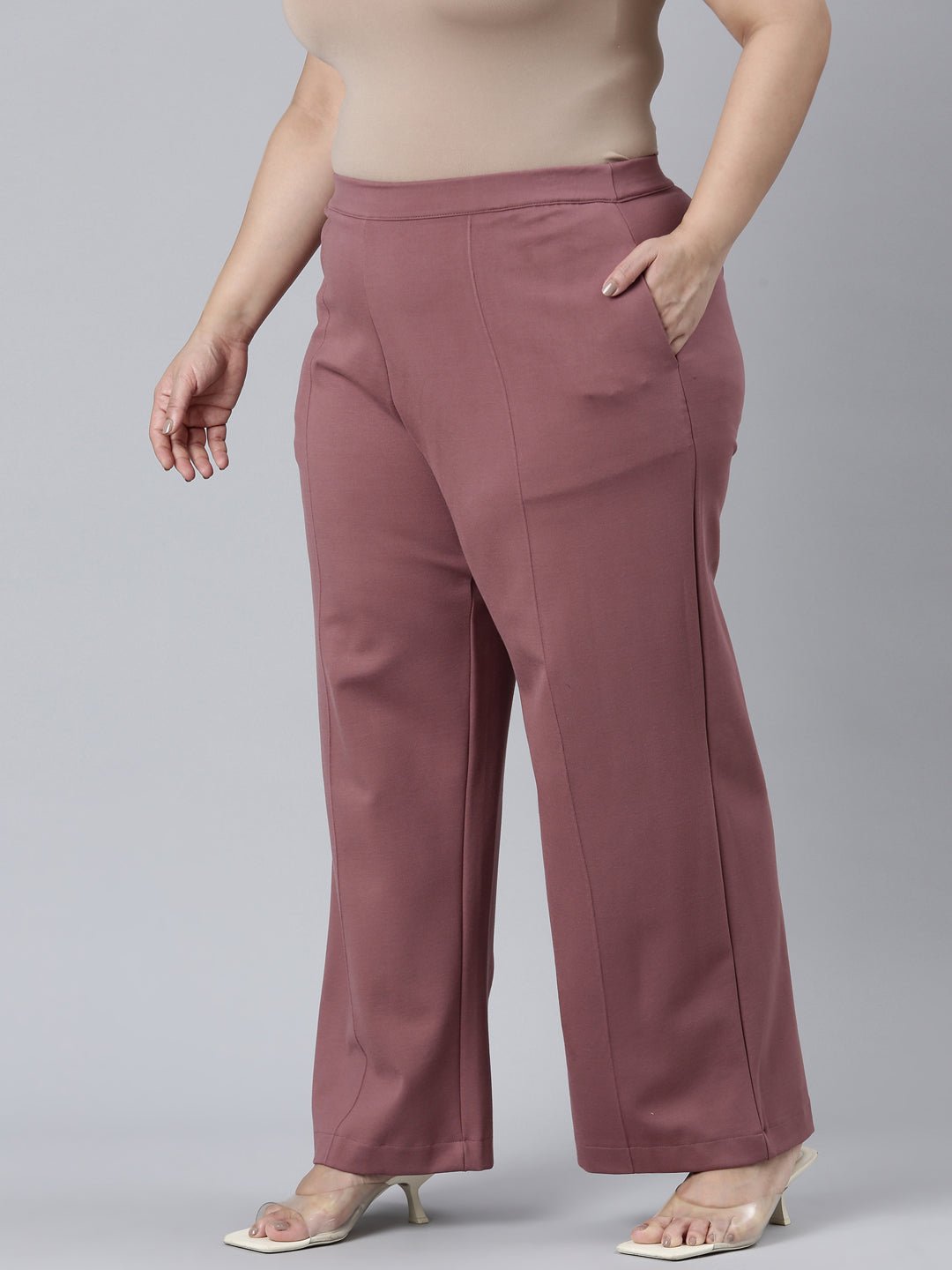 Light Brown Roma Ponte Wide Pants