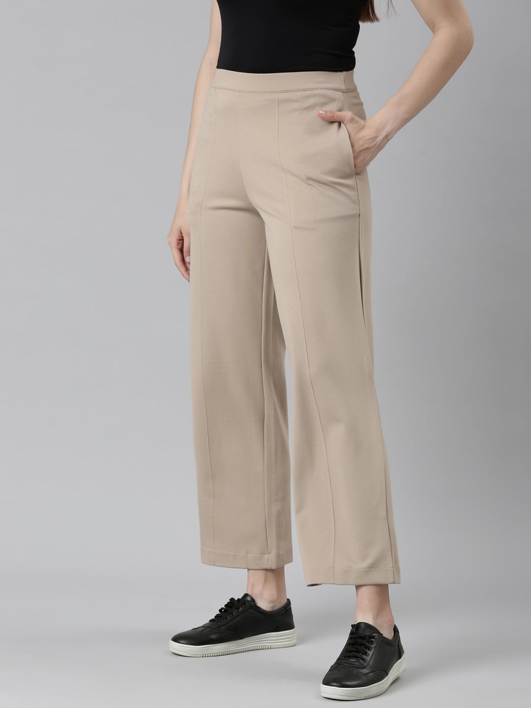 Beige Roma Ponte Wide Pants