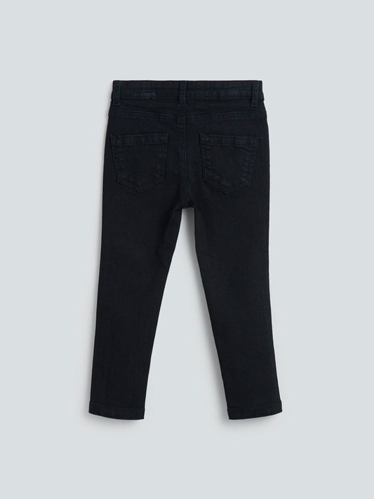 HOP Kids Black Slim-Fit Mid- Rise Jeans