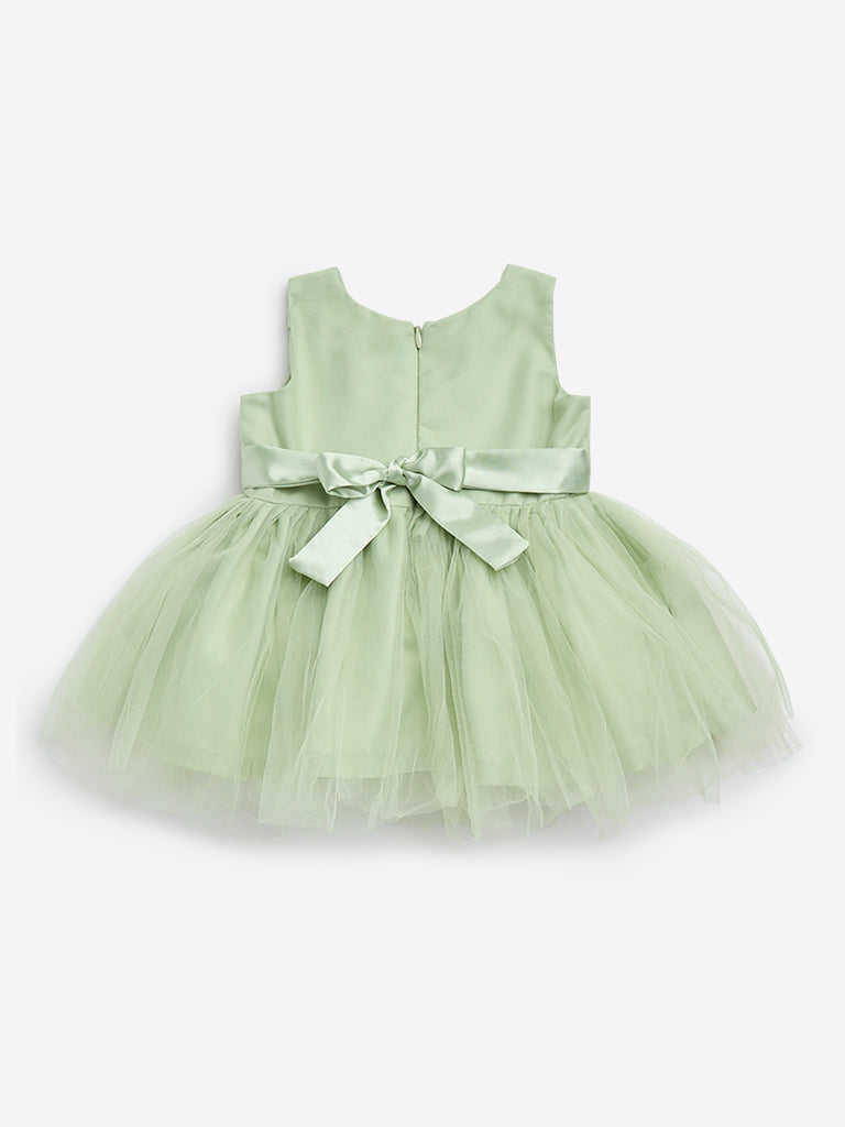 HOP Baby Green Rosette Design Party Dress