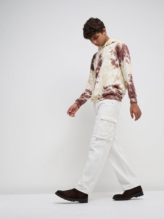 Y&F Kids Off-White Straight-Fit High-Rise Cargo Jeans