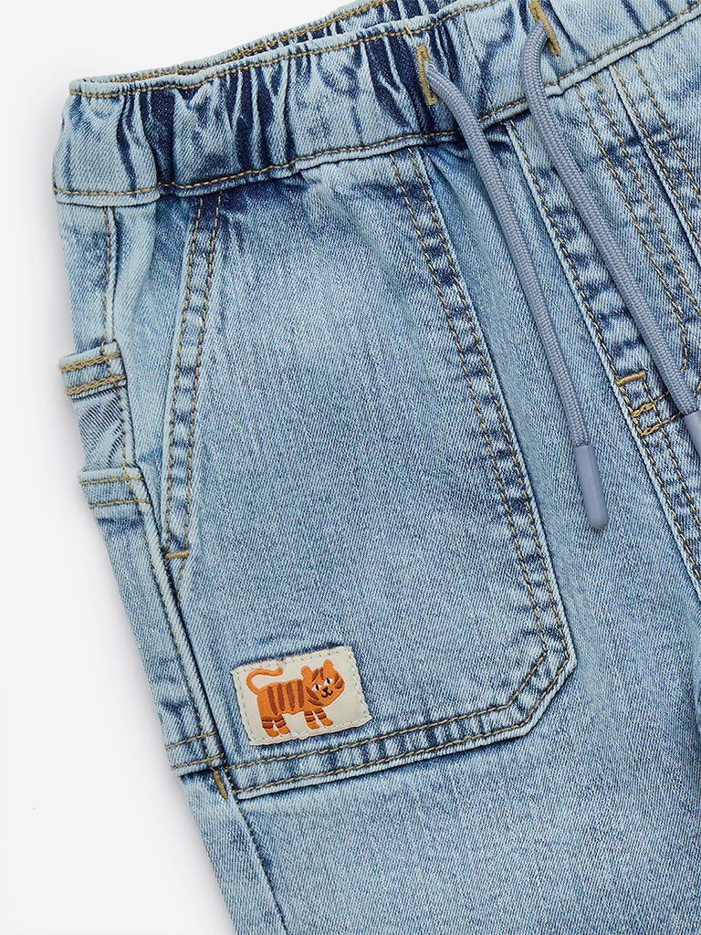 HOP Kids Light Blue Relaxed-Fit Mid-Rise Jeans