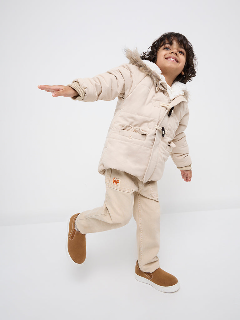 HOP Kids Beige Relaxed-Fit Mid-Rise Jeans