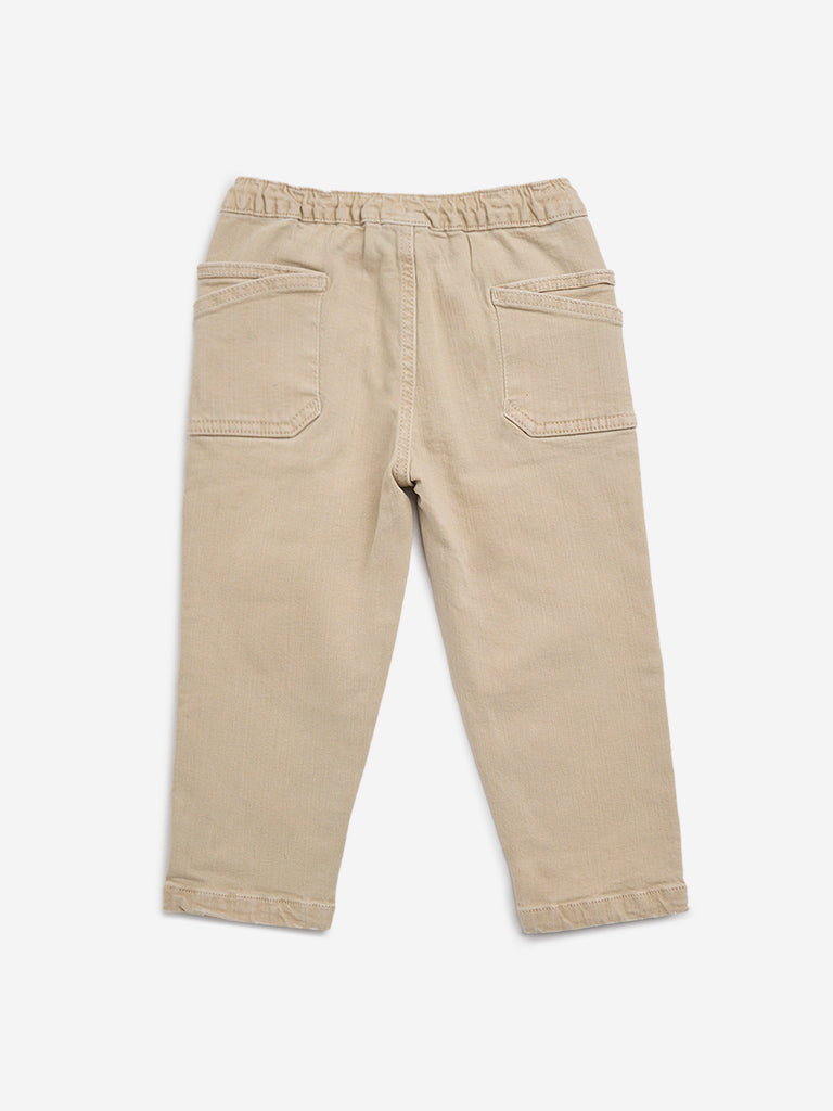 HOP Kids Beige Relaxed-Fit Mid-Rise Jeans