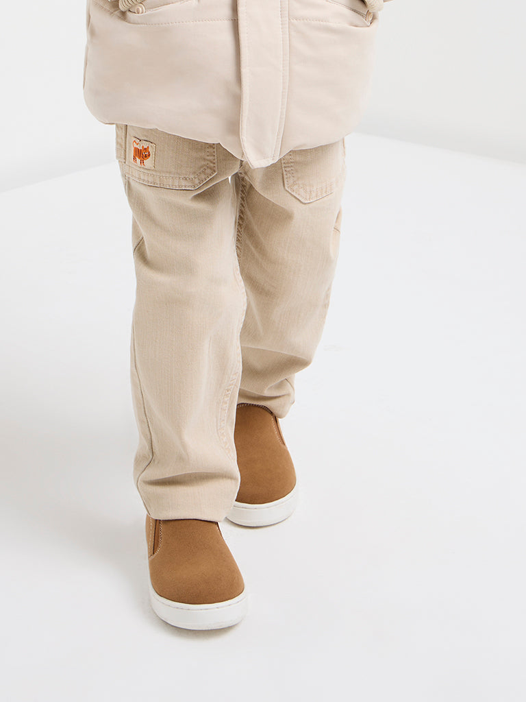 HOP Kids Beige Relaxed-Fit Mid-Rise Jeans
