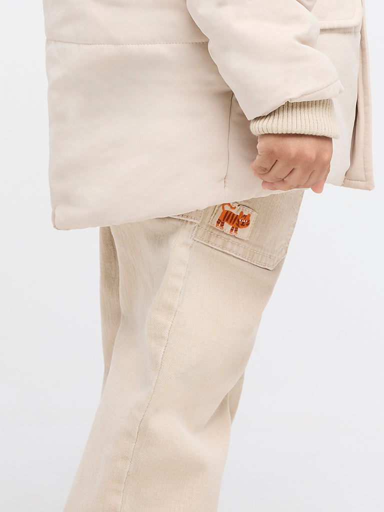 HOP Kids Beige Relaxed-Fit Mid-Rise Jeans