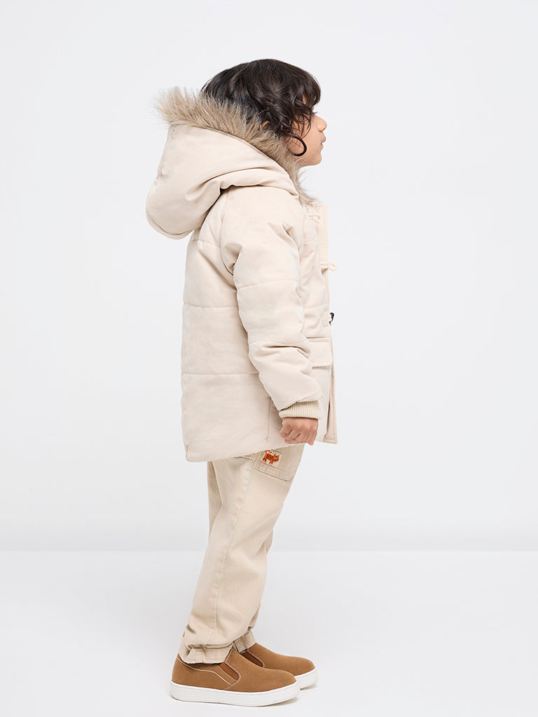 HOP Kids Beige Relaxed-Fit Mid-Rise Jeans