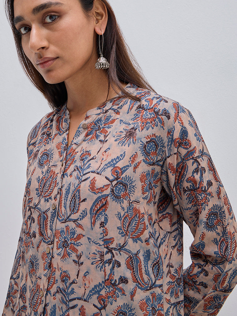 Utsa Multicolour Botanical Pattern A-Line Kurta