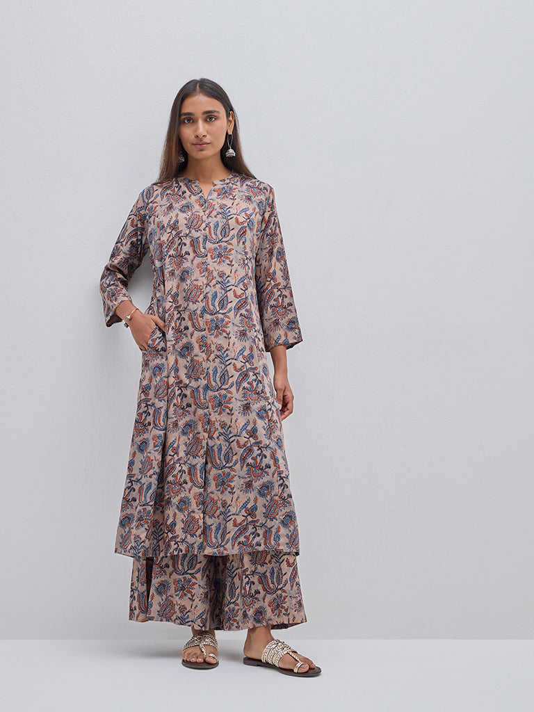 Utsa Multicolour Botanical Pattern A-Line Kurta