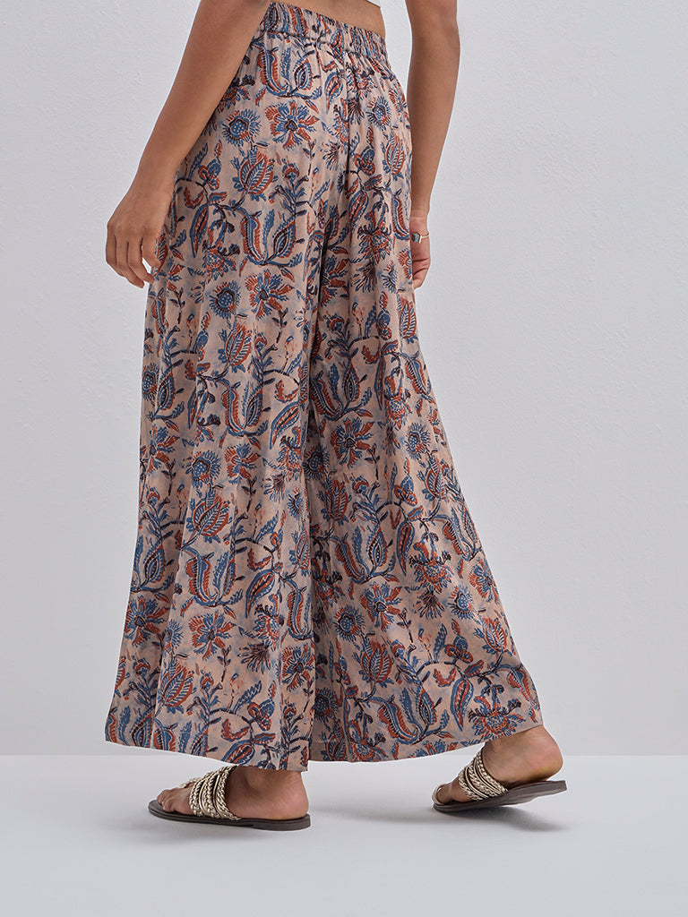 Utsa Multicolour Botanical Printed High-Rise Palazzos