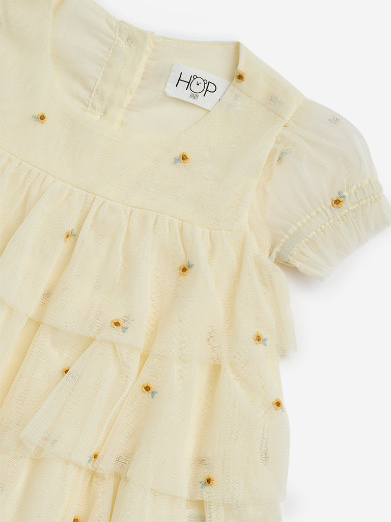 HOP Baby Yellow Ruffled Tiered Dress