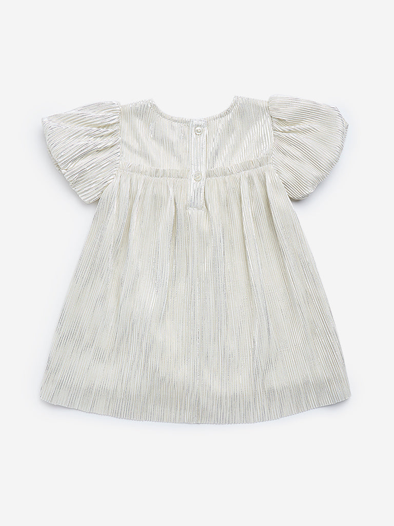 HOP Baby Off-White Plisse A-Line Dress