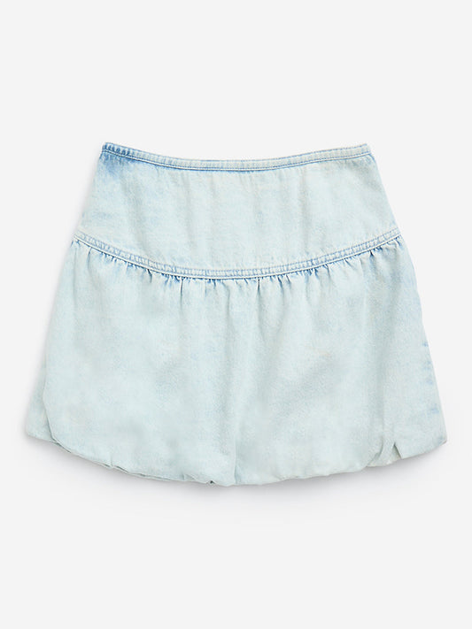 Y&F Kids Light Blue Denim High-Rise Skirt