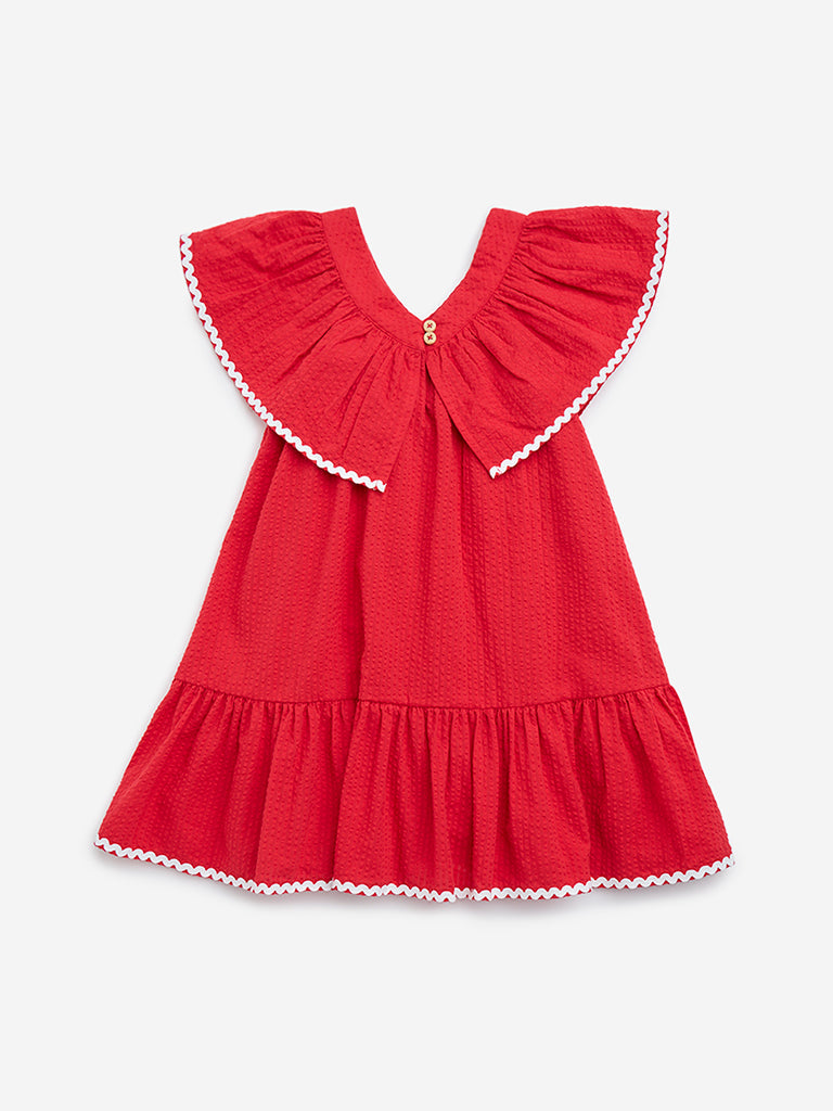 HOP Kids Red Flared Cotton Dress