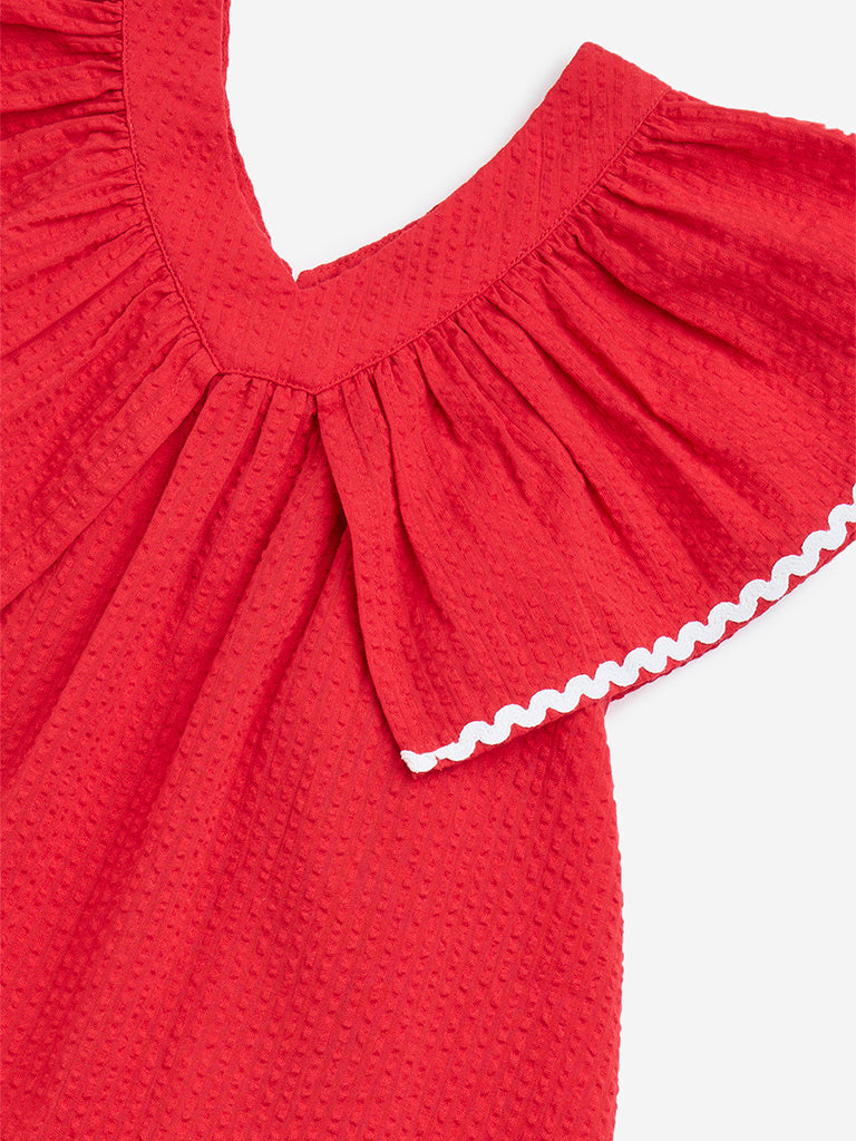 HOP Kids Red Flared Cotton Dress