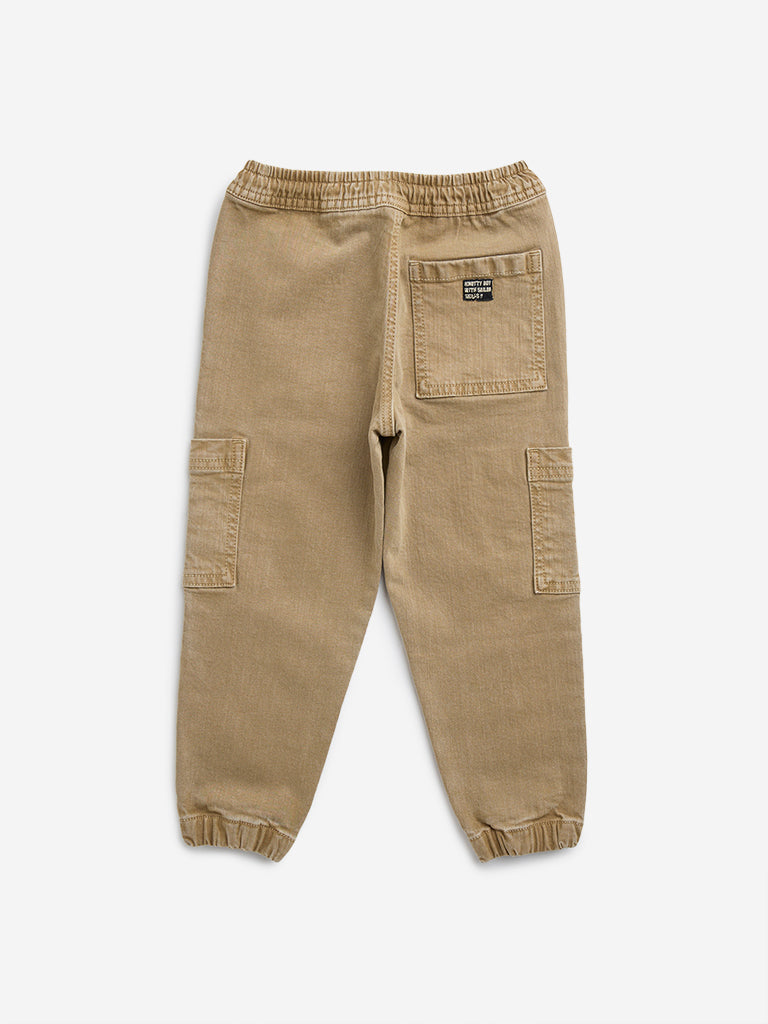 HOP Kids Taupe Relaxed-Fit Mid-Rise Jeans