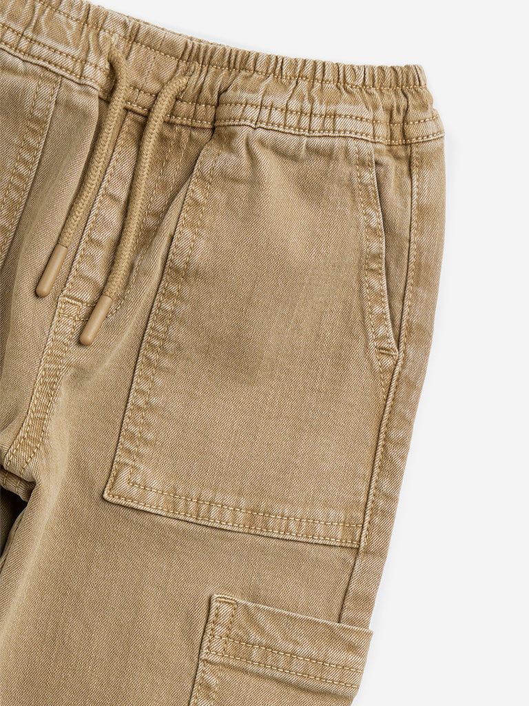 HOP Kids Taupe Relaxed-Fit Mid-Rise Jeans