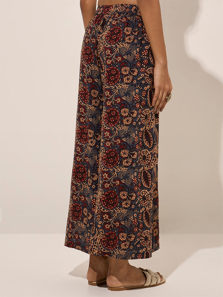Utsa Blue Buta Printed Palazzos